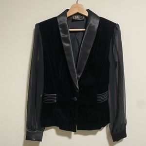 VINTAGE VELVET/SHEER SLEEVE BLAZER
